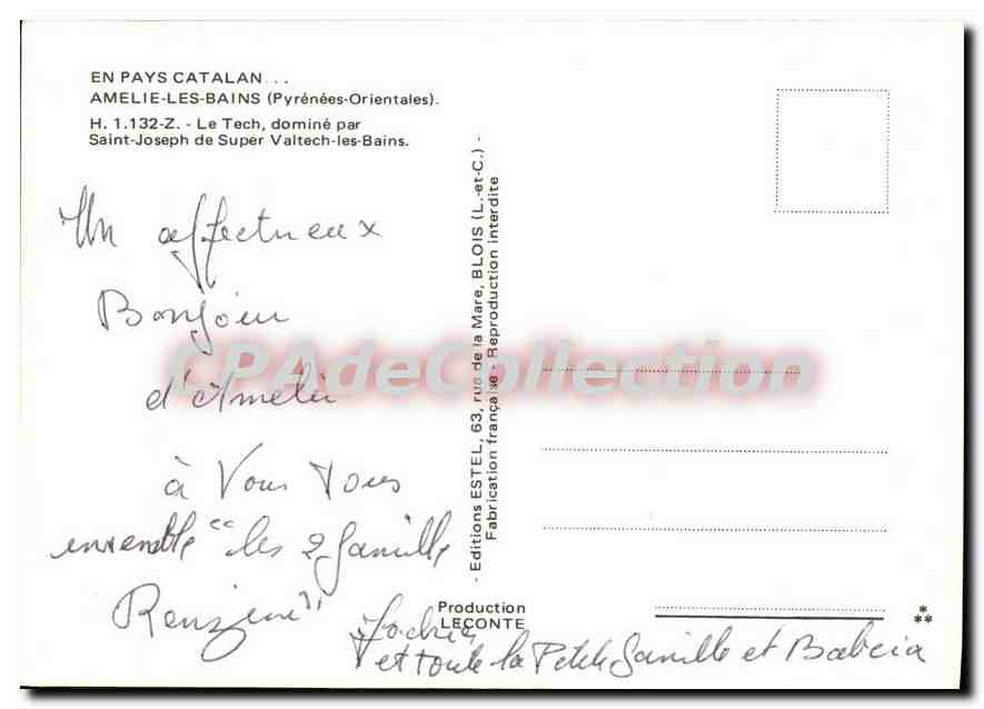 CPSM Amelie les Bains Pyrenees Orientales Le Tech domine par Saint Joseph de Super Valtech les Bains — Verso