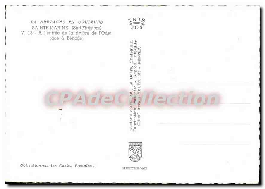 CPSM Sainte Marine Sud Finistere A l'Entree de la Riviere de l'Odet  — Verso