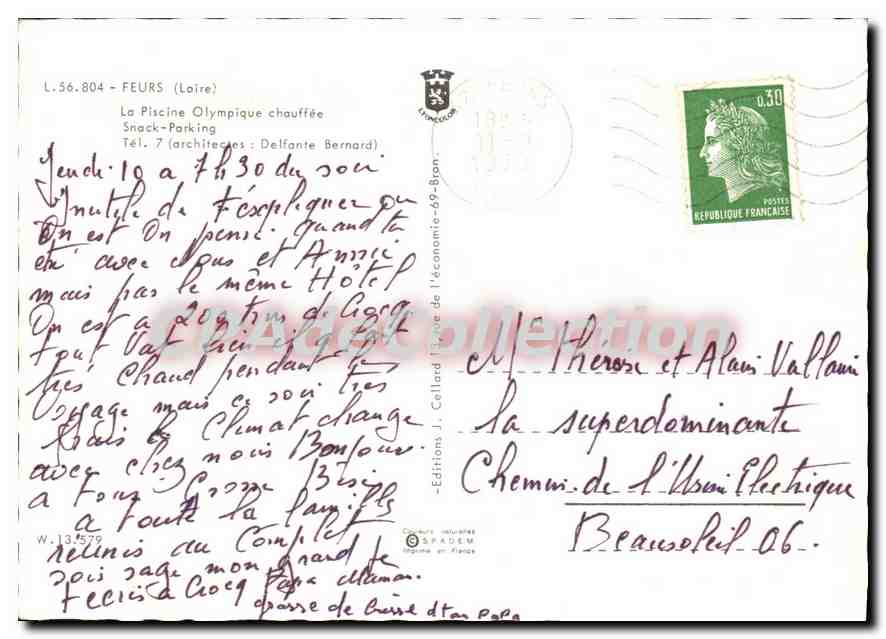 CPSM Feurs Loire La Piscine Olympique chauffee Snack Parking  — Back