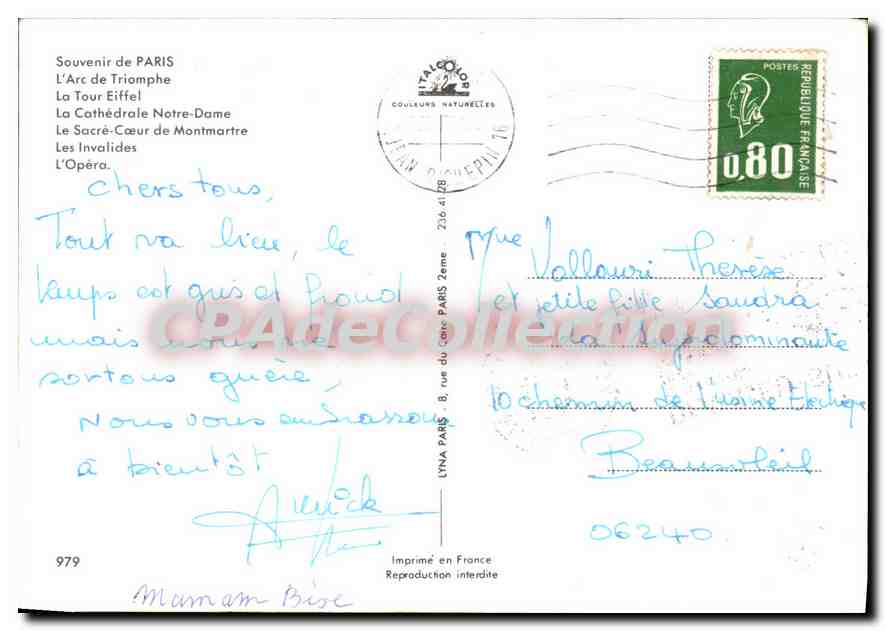Paris — ses Monuments — Falcon — Verso