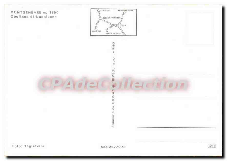 Montgenevre — Obélisque de Napoléon — éditeur Stampa da Giovanni Rimboli, n° MO-257/073 — Rückseite