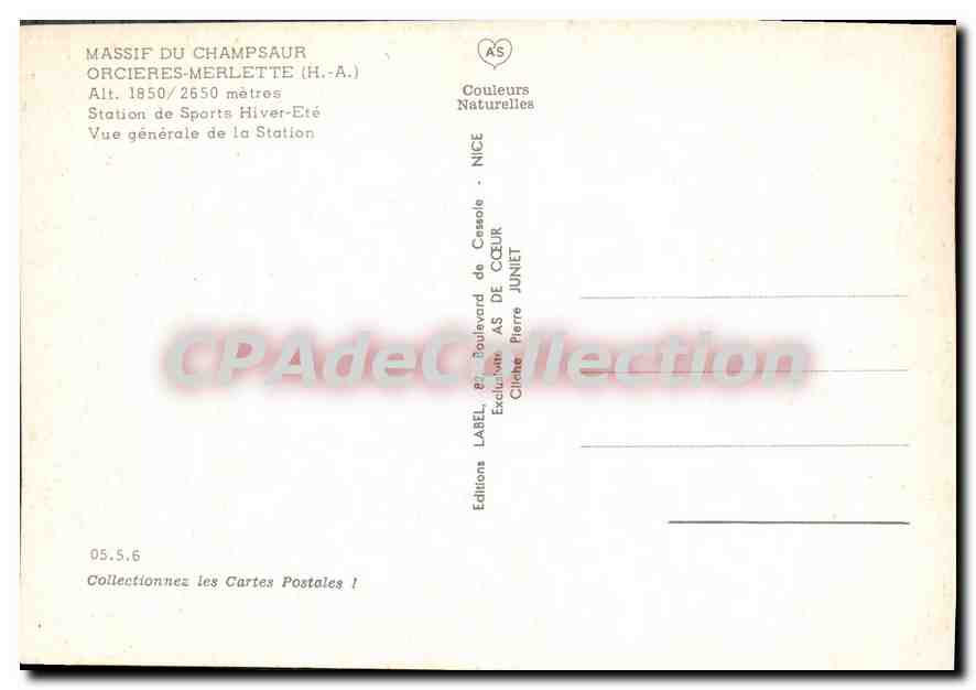 Massif du Champsaur — Orcières-Merlette (H.-A.) — Éditions AS Naturelles — Rückseite