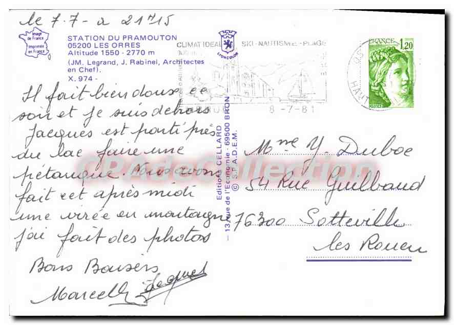 Station du Pramouton — Les Orres — Éditions Cellard — Rückseite