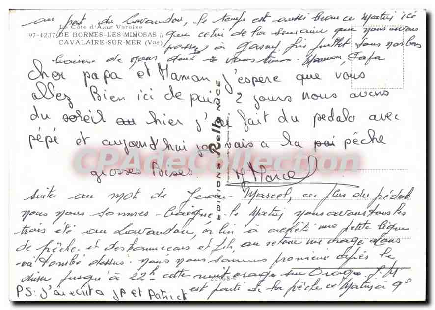 Bormes-les-Mimosas, Le Lavandou, Saint-Clair, Aiguebelle, Cavalière, Pramousquier, Le Rayol — CPAdeCollection — Verso