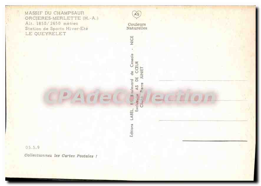 CPSM Massif du Champsaur Orcieres Merlette H A Station de Sports Hiver ete Le Queyrelet  — Rückseite