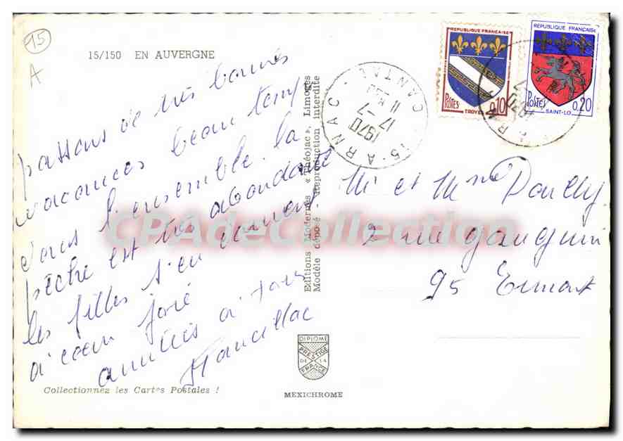CPSM En Auvergne  — Rückseite