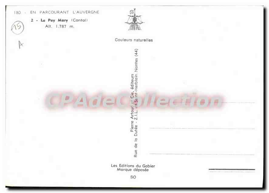 CPSM Le Puy Mary Cantal  — Rückseite