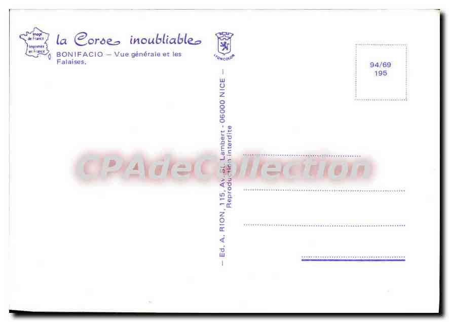 Rion — Vue générale et les Falaises — Ed. A. Rion — Verso