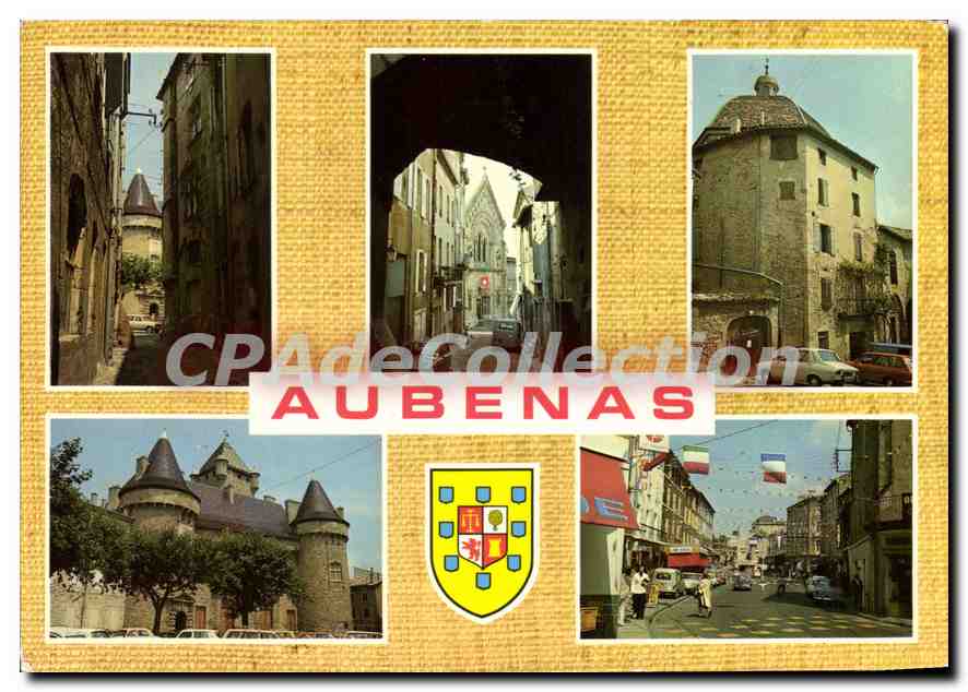 CPSM Aubenas Ardeche Vieille Rue L'Eglise le Dome St Benoit chateau feodal boulevard Vernon 