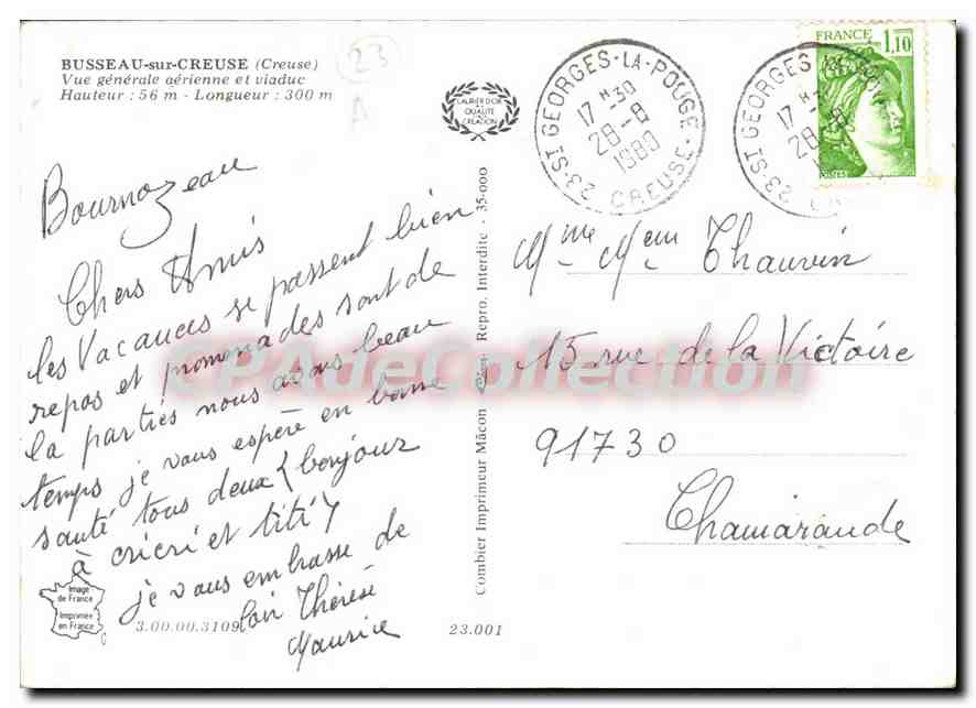 Busseau-sur-Creuse — Vue aérienne du viaduc — Éditeur Cing — Rückseite