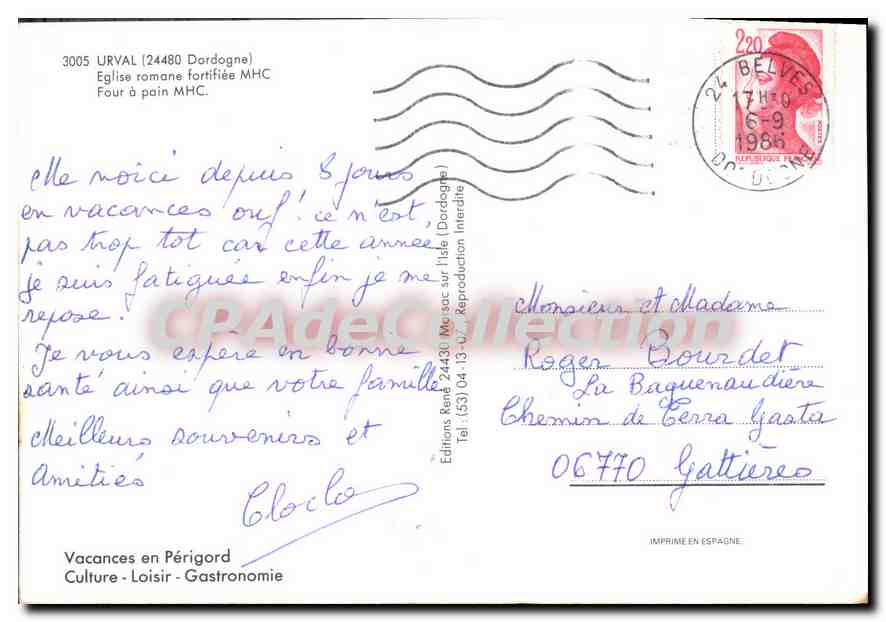 CPSM Urval Dordogne Eglise Romane fortifiee MHC  — Verso