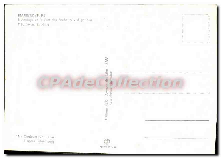 CPSM Biarritz B P L'Atalaye et le Port des Pocheurs A gauche l'Eglise St Eugenie  — Verso