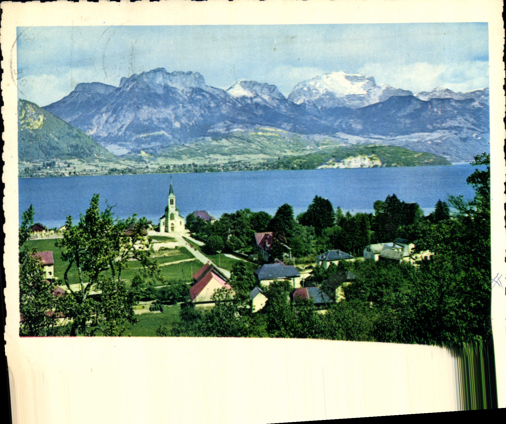 Lac d'Annecy — Vue générale sur les Dents-de-Lanfon et la Tournette — Éditions G. ROSSAT-MIGNOD