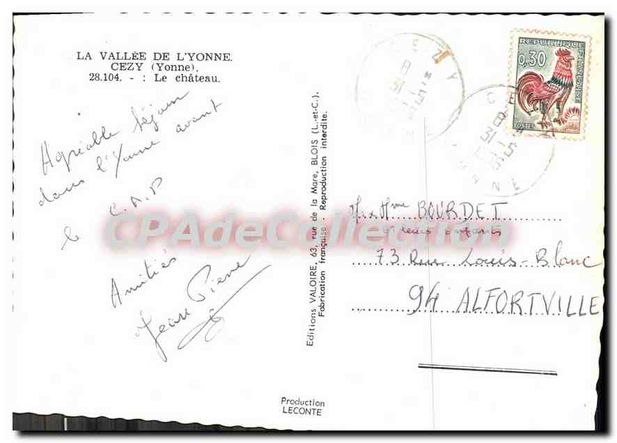 La Vallée de l'Yonne — Le château — Éditions Valoire, n°28.104 — Achterkant