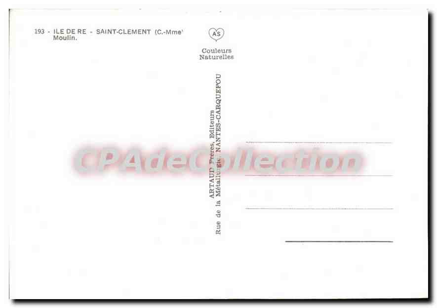 Insel Ré - Saint-Clement — Mühle — Verlag ADETAU — Rückseite