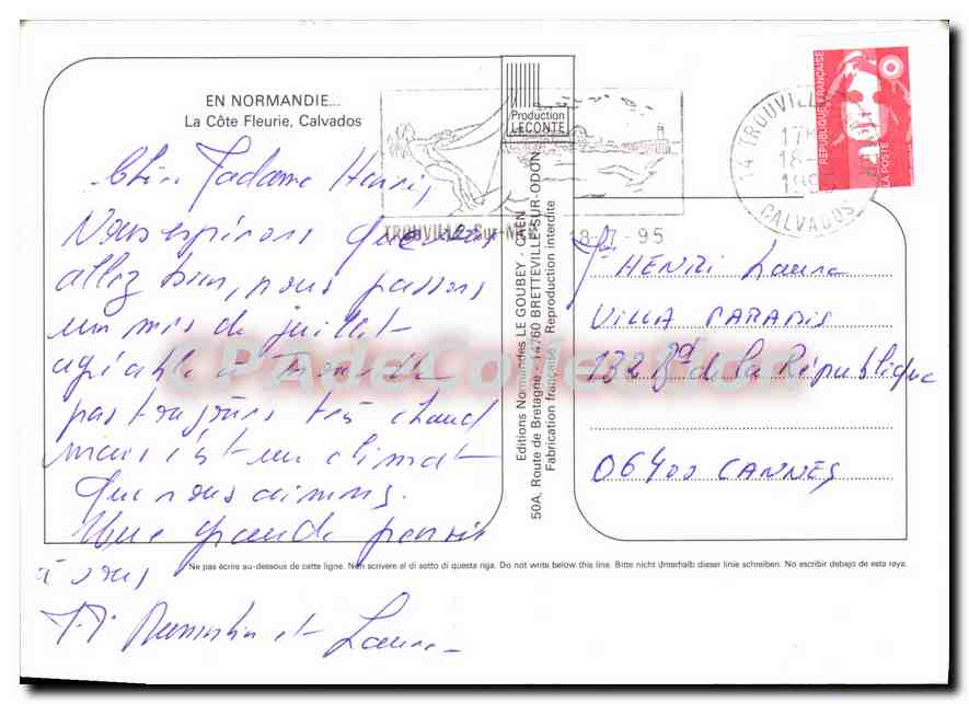CPSM En Normandie La Cote Fleurie Calvados — Verso