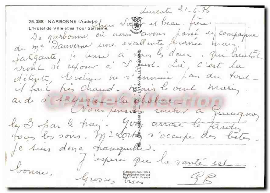 CPSM Narbonne Aude L'Hotel de Ville et sa Tour Sarrasine — Reverso