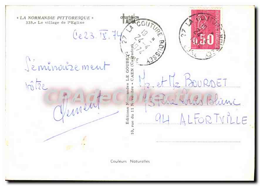 CPSM La Normandie Pittoresque Le village de l'eglise la couture boussey — Verso
