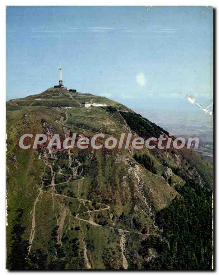 Halbmoderne Ansichtskarte Die pittoreske Auvergne Le Puy de Dome Luftbild der alten Römerstraße