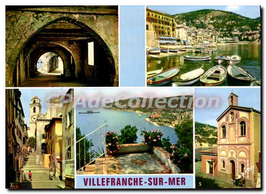 Tarjeta postal semimoderna El Cote d'Azur milagro de la naturaleza Villefranche Alpes Maritimes Rue aux Arcades Le Port Una Vi