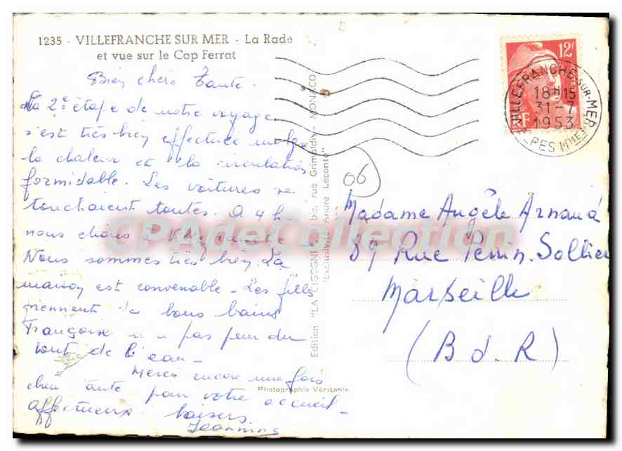 CPSM Villefranche sur Mer La Rade et vue sur le Cap Ferrat — Reverso