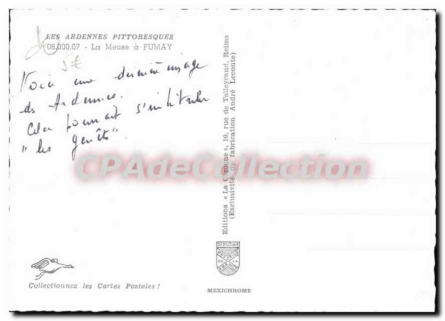 CPSM Les Ardennes Pittoresque La Meuse a Fumay  — Rückseite