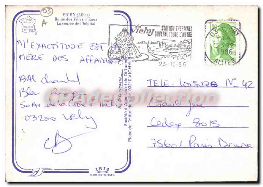 CPSM Vichy Allier Reine des Villas d'Eaux La Source de l'hopital — Reverso