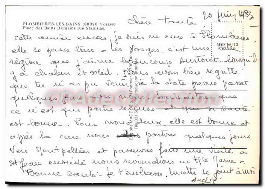 CPSM Plombieres les Bains Vosges Okace des Bains Romains rue Stanuslas  — Back