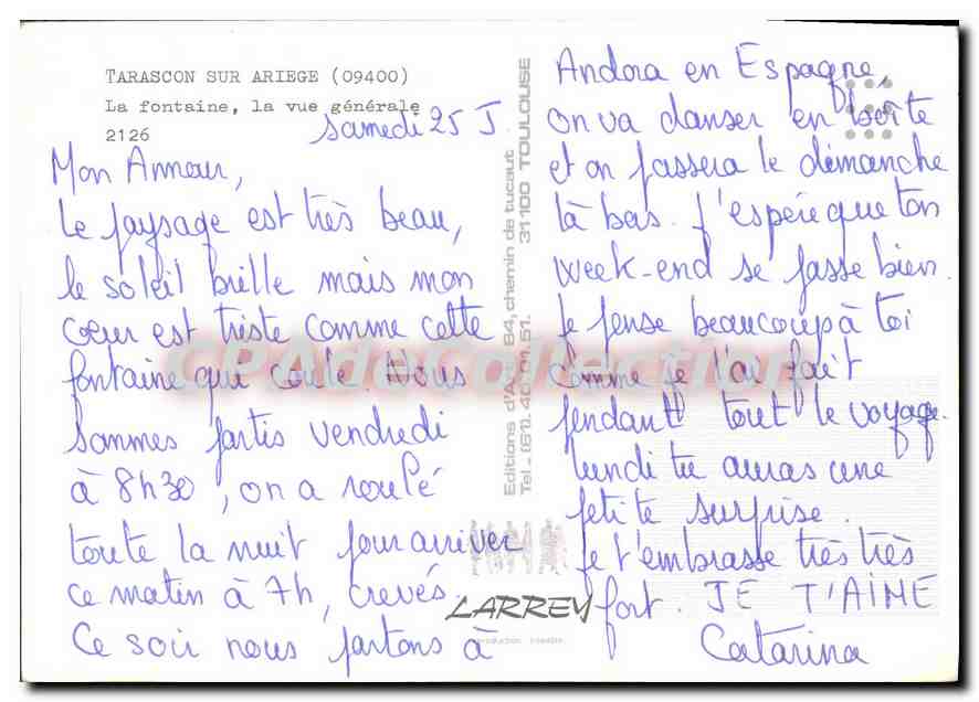 CPSM Tarascon sur Artiege La Fontaine la vue generale — Rückseite