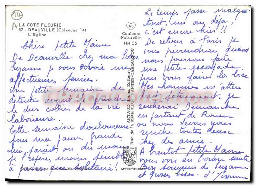 Église de Deauville — Calvados — éditeur Artaud — Verso