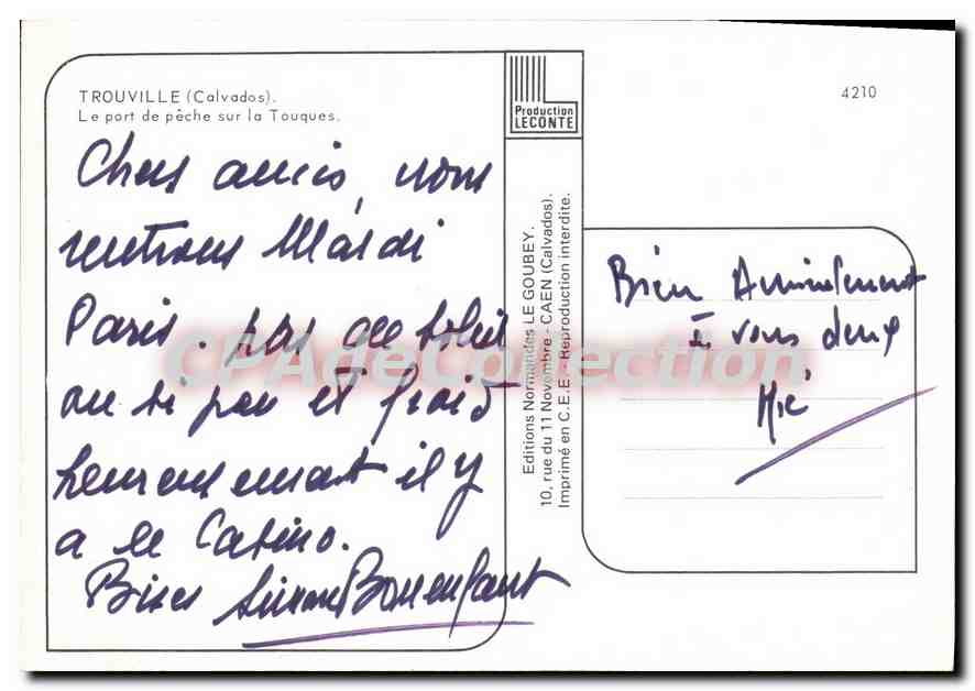 CPSM Trouville Calvados Le port de peche sur la Toques  — Rückseite