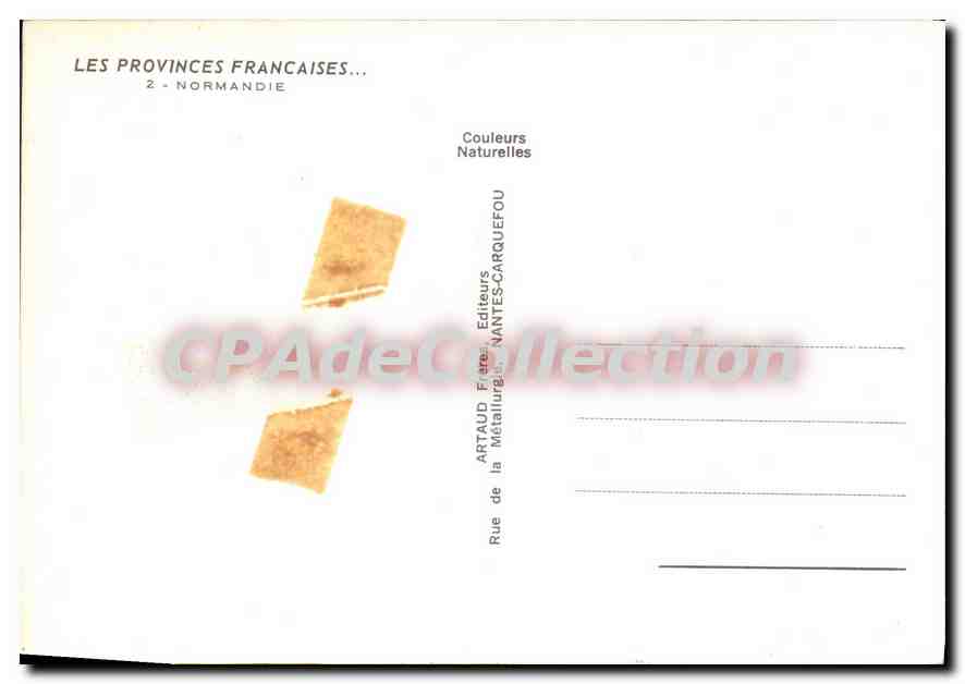 Normandie — carte postale illustrée — Artaud Frères, Nantes — Verso