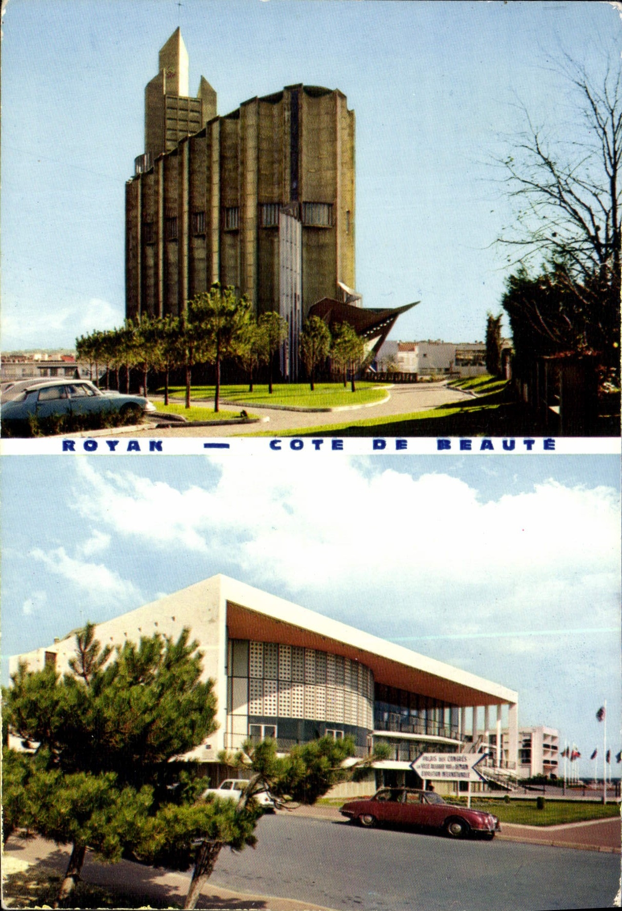 CPSM Royan Cote de beaute l'eglise Notre Dame Le palais des congres 