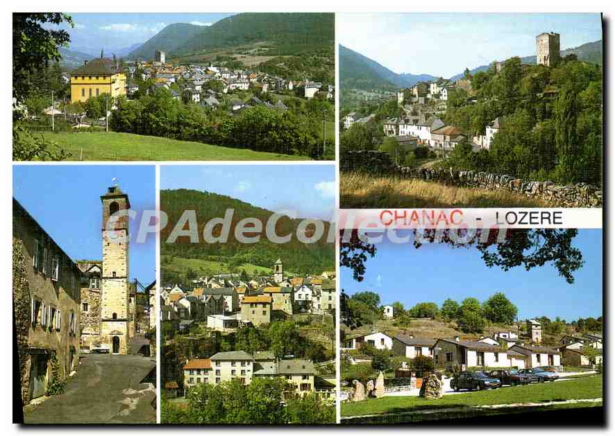 CPSM En Lozere Chanac vue generale la tour qui domine la bourg la tour de l'Horloge le village de Va