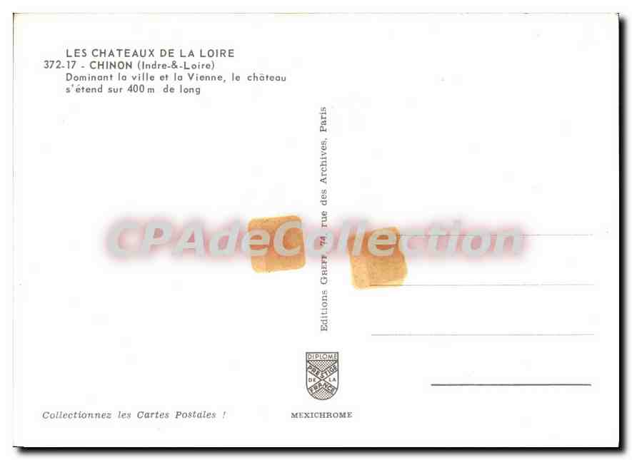 Châteaux de la Loire — Chinon — Éditions Gréff, Paris — Rückseite