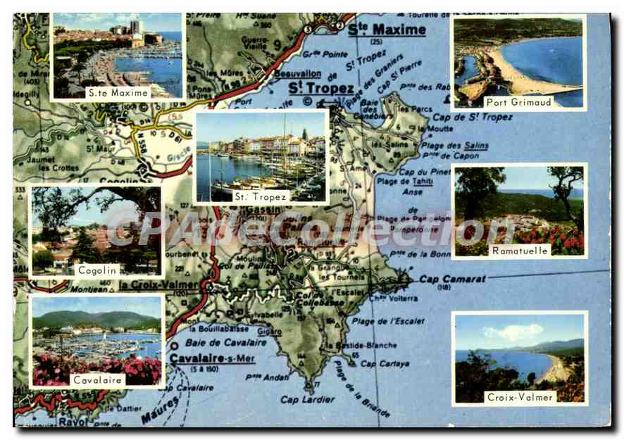 CPSM La Cote d'Azur Varoise Ste Maxime sur Mer Port Grimaud St Tropez Ramatuelle Cogolin Croix Valme