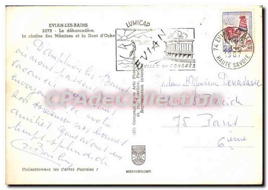 Evian-les-Bains — Le débarcadère et la Dent d'Oche — Mexichrome — Verso