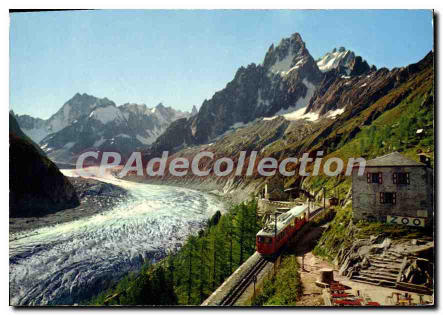 Montenvers — Allgemeiner Blick über die Mer de Glace — Im Hintergrund die Grandes Jorasses — Verleger SACAT, Turin, Nr. 1022