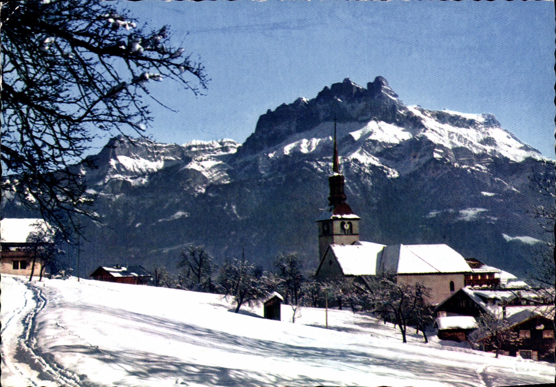 Cordon (74) - Kirche und Warrens-Pfeiler - Drucker Combier