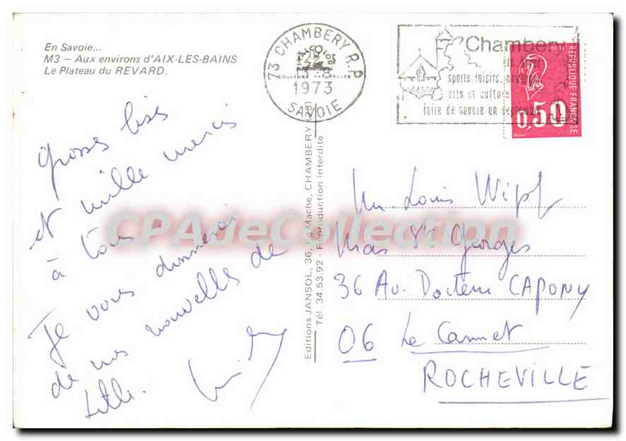 CPSM En Savoie Aux environs d'Aix les Bains le plateau du Revard  — Rückseite