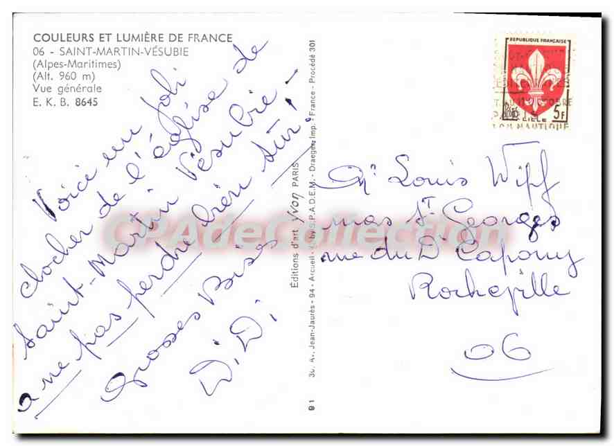 Saint-Martin-Vésubie — Allgemeiner Blick — Editions d'Art Jean-Jaures — Rückseite