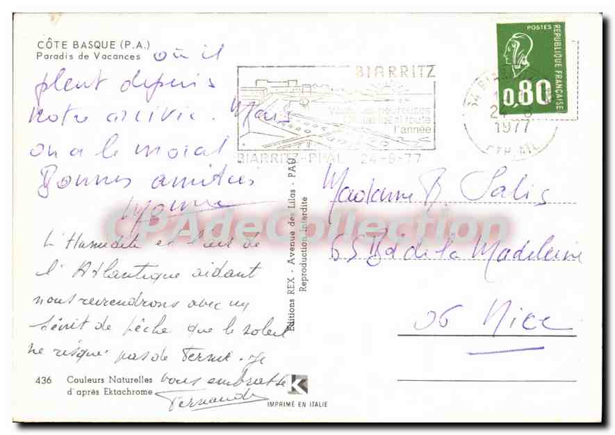 Côte Basque — Sous le ciel de la Côte Basque — Éditions REX, n°436 — Reverso