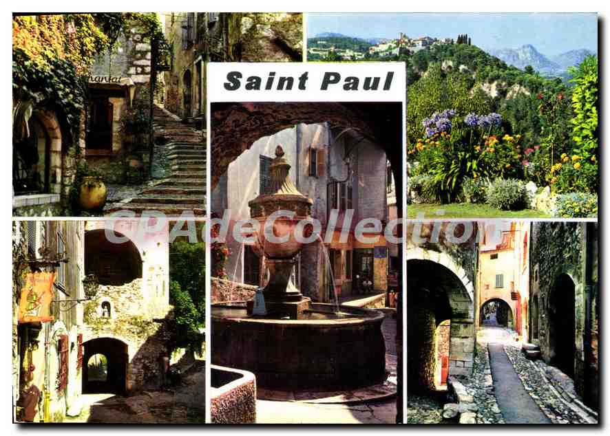 CPSM La Cote d'Azur St Pall de Vence Montee de l'eglise vue generale le portail XIV siecle la fontai
