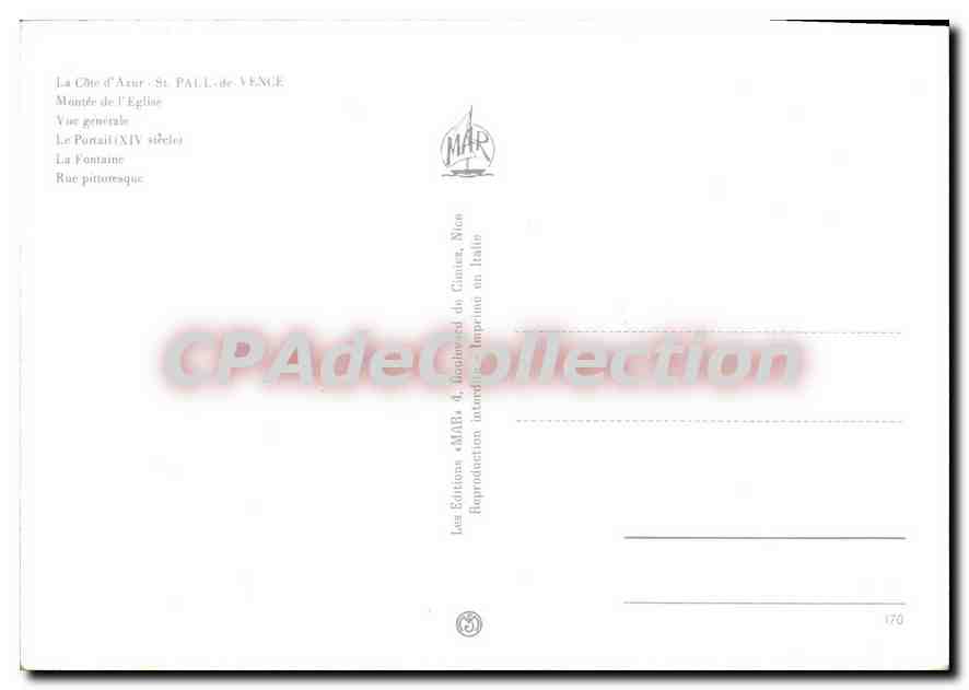 CPSM La Cote d'Azur St Pall de Vence Montee de l'eglise vue generale le portail XIV siecle la fontai — Reverso