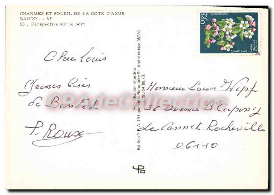 Bandol — Vue du port — Edition Y.A. 101 — Achterkant