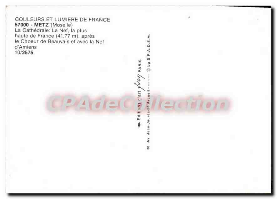 CPSM Metz Moselle la cathedrale la Nef la plus Haute de France apres le Choeur de Beauvais et avec l — Verso