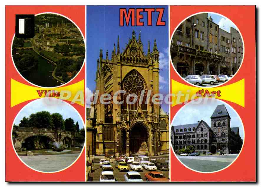 CPSM Em Lorraine Metz Moselle France vue aerienne sur la cathedrale et la Moselle Facade de la cathe