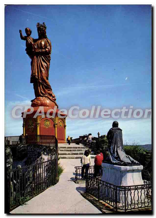 CPSM Le Puy en Velay statue Notre Dame de France erigee en 1860 sur la plate forme du rocher Corneil