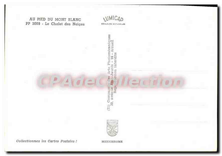 Au pied du Mont Blanc — Le Chalet des Neiges — IRIS — Verso