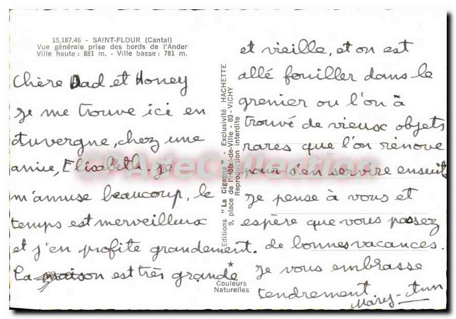 CPSM Saint Flour Cantal vue generale prise des bords de l'Ander  — Rückseite
